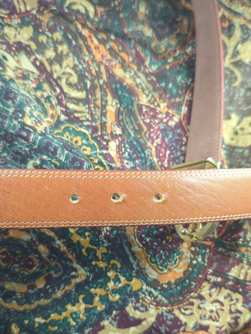 Vintage Longchamp Tan Leather Belt Silver & Gold Hardware Unisex